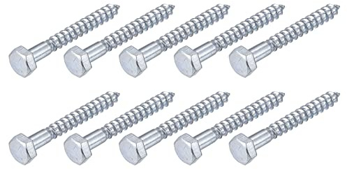 METALLIXITY Hex Tirefond Vis (M10x80mm)10pcs, Carbone Acier Autotaraudeurs Bois Boulons - pour Ménage Applications