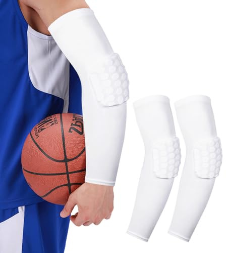 Scaldamuscoli per pallavolo, a nido d'ape anti-collisione, 2 pezzi, bianco, S