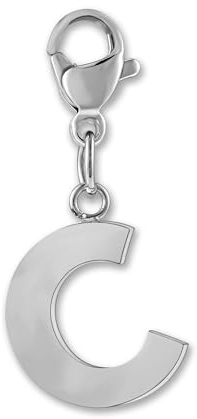 GD GOOD.designs Charms Anhänger mit Buchstabe C und Karabiner Verschluss - Initial Charm Silber aus Edelstahl für Bettelarmband - Valentinstag-Geschenk Für Sie und Ihn