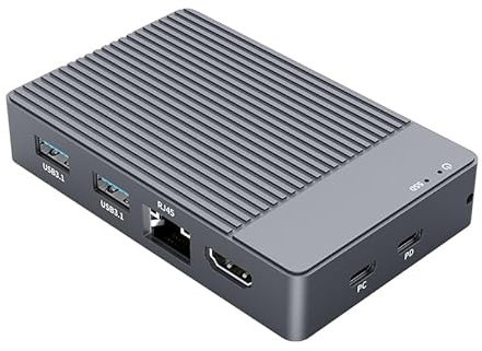 ISHEEP KH1005 M.2 - Carcasa SSD con estación de acoplamiento 10 en 1, HDMI 4K, RJ45, USB 3.1 Gen2, 100 W PD, tipo C 10 Gbps, lector de tarjetas SD/TF, USB 2.0, audio de 3.5 mm, aleación de aluminio