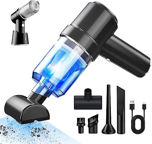 Aspirapolvere Portatile, Aspirabriciole Senza Fili potente, Aspira Briciole Elettrico Senza, Con Filtro Lavabile, Ricaricabile Aspirapolvere Portatile Per Auto, Casa, Ufficio, Aspira Peli Cane (Nero)