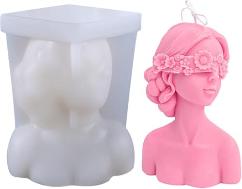 DAKLUNAR Kerzenform Silikon, 3D Frau mit Geschlossenen AugenKerzenform Silikon Körper kerzen silikonformen Formen Kerzenform DIY Kerzenherstellung zum für Die Herstellung Der Duftkerze