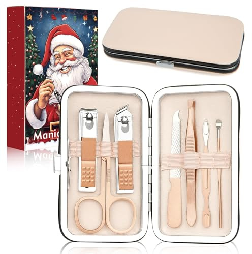 Trousse Manucure Femme,Kit Manucure,7 Pièces Set Manucure,Kit Manucure Homme,Trousse Manucure Homme,Set De Manucure,Kit Coupe Ongle Homme,Trousse Manucure,Coffret Manucure Femme,Kit Manicure,Or Rose