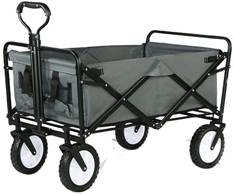 Faltbar Handwagen Bollerwagen Transportwagen Klappbarer Gartenwagen, Robuster Wagen, Einkaufswagen Für Outdoor-Camping, Angeln, Zugwagen Mit 4 Rädern Faltbollerwagen Faltwagen Strandwagen(B)