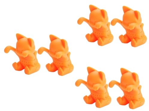 TOPBATHY 6pcs Loose Leaf Tea Infuser for Cat Silicone Tea Strainer Animal Design Easy to Clean Portable