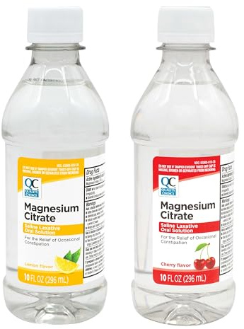 Quality Choice Magnesium Citrate, Saline Laxative for Constipation, Fast Acting Relief, Colon Prep and Cleanse in Both Cherry & Lemon Flavor 10 Fl Oz per Bottle, Clear Mag Citrate