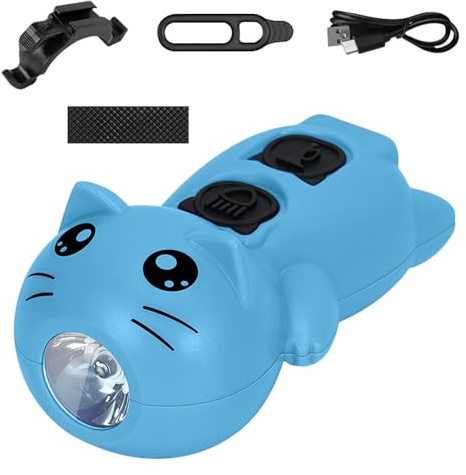 Redigerbar barnskoterlampa, LED barn skoterlampa – USB uppladdningsbar barnvagnsljus, LED-varningsljus, trippelläge, tuta med fem lägen, IPX4 vattentät, för skoter och barnvagn (blå)