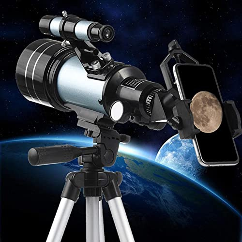 Teleskop Astronomie-Teleskop für Erwachsene und Kinder, 70-mm-Refraktor-Teleskop mit Stativ und Sucherfernrohr, Nachtsicht in HD-Qualität bei schwachem Licht, mit Smartphone-Adapter und Mondfilte