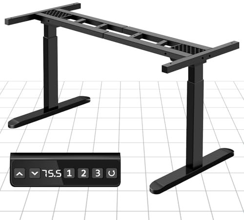 ONNWIN Höhenverstellbarer Schreibtisch Elektrisch mit 2 Motoren, Höhenverstellbarer Tischgestell 3 Memory-Steuerung Stehschreibtisch Standing Desk,Bedienung Bis 200 Kg,Nur Rahmen(schwarz)