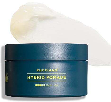 Ruffians Hybrid Pomade, Omega-Enhanced Haircare Solution For Textured Hair, Mid-hold, High Shine, for Textured and Coiled Hair, Easily Washable, 50g