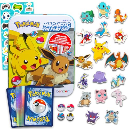 Pokemon Kühlschrankmagnete für Kinder – Paket mit 36 Pokemon Kühlschrankmagneten für Kleinkinder, Lernspielzeug für Kinder, Lernspielzeug plus Aufkleber, mehr | Pokemon Magnetspielzeug für Jungen,