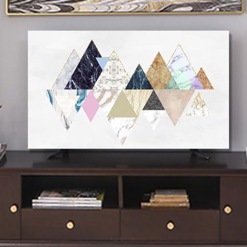 Semplice Copertura Antipolvere per TV in Stile Nordico per TV A Schermo Piatto Curvo per Interni. Proteggi Schermo per TV. Coperture per Televisori Stampate con Diseg(Size:55IN(W130xH80CM),Color:B)