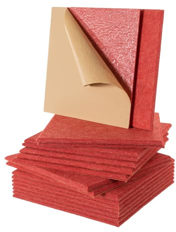 18 Stück Akustikpaneele, Selbstklebend Quadratisch Akustik Panel, Wand Decke Schallschutzplatten Schallabsorber Schallschutz, für Studio Büro Akustische Behandlung, 30x30cm (Rot)