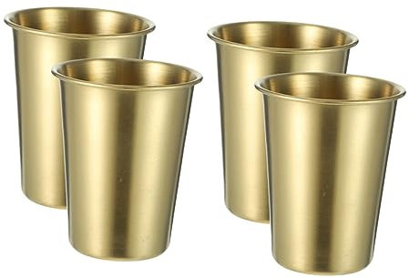 Ciieeo Titanium Water Cups 500ml Stainless Steel Cold Drinking Cups Multipurpose Metal Beverage Tumblers Set of 4 for Household and Travel Use