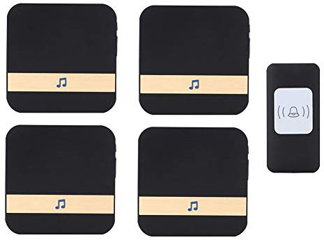 WOTZOV Wireless Waterproof Doorbell, Universal Smart Door Chime 300M Operating Range Door Chime,1 Push Button+4 Receivers,52 Ringtones,4 Volume Levels,White,Black