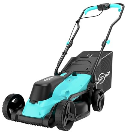 YARDCARE Akku Rasenmäher, LED-Display,Bürstenloser Motor, 3200RPM, bis zu 300㎡ Rasen, 34cm Schnittbreite, 5-stufige Höhenverstellung(25-65 mm), 30L Grasfangkorb, Sichelmäher mit 4.0Ah Akku & Ladegerät