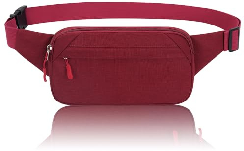 Vattentät midjeväska midjeväska löparbälte för män kvinnor unisex magväska med justerbart bälte för utomhus träning vandring gåvor för damer pojkar, Röd, 23x4x12 cm, Sport