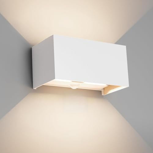 Klighten 24W Aussenlampe Außenlampe mit Bewegungsmelder,Weiß,4000K | Außenwandleuchte mit bewegungsmelder Einstellbarer Lichtstrahl,Led Wandleuchte Außen/Innen für Garten,IP69