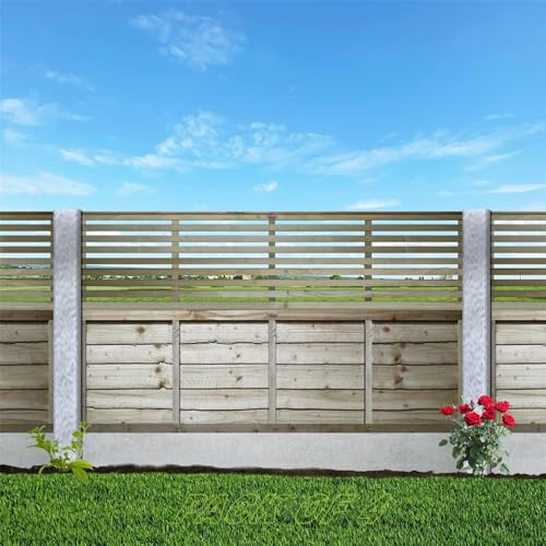 Premier Vogue Pack of 4 6x1.5ft (W: 6ft x H: 1.5ft) Contemporary Horizontal Slatted Capped Trellis Venetian Style Garden Panel Fence Topper/Wall Art/Pergola/Divider Width 1828mm x Height: 321mm