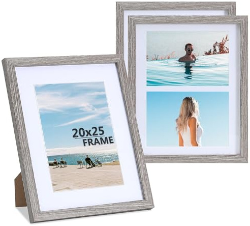 LYYYYX Bilderrahmen 20x25cm Holzrahmen mit Passepartout Display Bilder 10x15cm und 13x18cm mit Matte Rahmen,Fotorahmen for Urkunden,Fotos, Poster, Puzzles Satz von 3