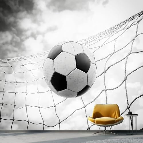 Papel Pintado 200 x 140 cm Fútbol ​​Fotografía Deportes Fotomurales No Tejido Murales Decoración de Pared, Póster Pared Personalizado 3D Para Salón Dormitorio Oficina Habitación Infantil, Blanco Negro