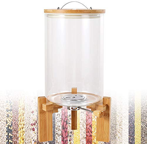 Beverage Dispenser, Cereal Containers Storage, Glass Rice Dispenser, Kitchen Food Box Airtight Storage Containers for Rice Flour Coffee Beans, Moisture Proof Cereal Dispenser with (5L)