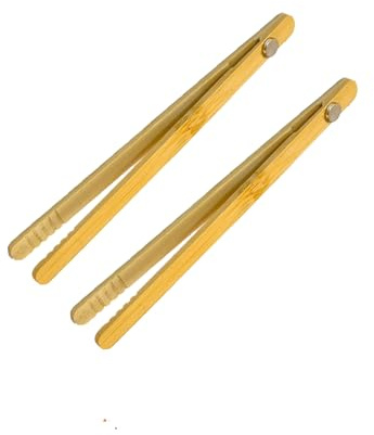 2 Pcs Magnetic Bamboo Toast Tongs, Wooden Durable, Stylish Kitchen Tool | Ergonomic, for Hot Bread, Fruits, Cheese Bacon, and More - 7.08 Long | Set of 2