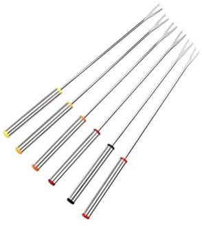 POPETPOP 6pièces Fourchette à Fondue Acier Inoxydable Avec Manche Résistant Chaleur Pour Fontaine à Chocolat Fondue Au Fromage Guimauves Rôties