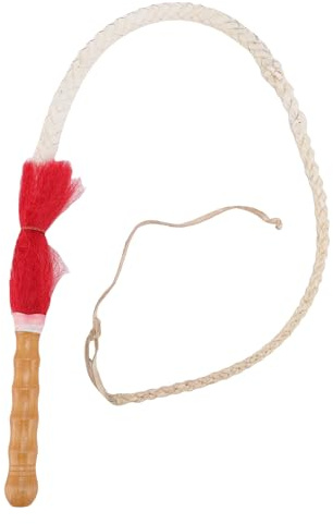 Tbest Whep in Pelle di Cavallo, Usura Resistere a Manico in Legno Multifunzionale Whip in Pelle per
