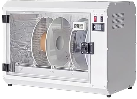 Deshidratador de filamentos de 4 carretes, caja secadora de filamentos para impresora 3D con termómetro e higrómetro, circulación de aire caliente de 360°, temperatura ajustable de 0 a 70 °C