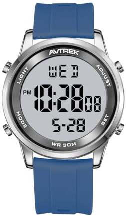 AVTREK Ultradünne Digitaluhr Wasserdicht,Herren Armbanduhr mit 5 Alarmen | Stoppuhr SPL/Countdown/Stundengong/LED-Hintergrundbeleuchtung, 12h/24h, Geschenk für Männer-2508