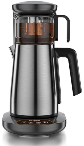 Cafetière Turque électrique, 2,8 L, en Acier Inoxydable, poignée Ergonomique Anti-brûlure, 1800 W, for Expresso, thé et Lait(Silver)