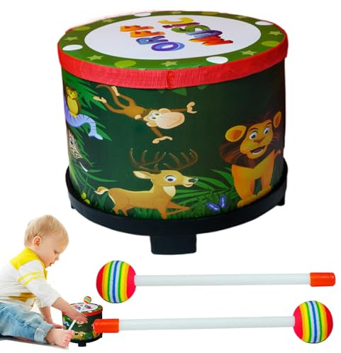 Tambour Rythmique pour – Tambour à Main en Jouet Musical pour , Jouet à Percussion de Taille L | en Bois fourni, Augmente la Coordination et Les compétences Musicales, idéal pour Les