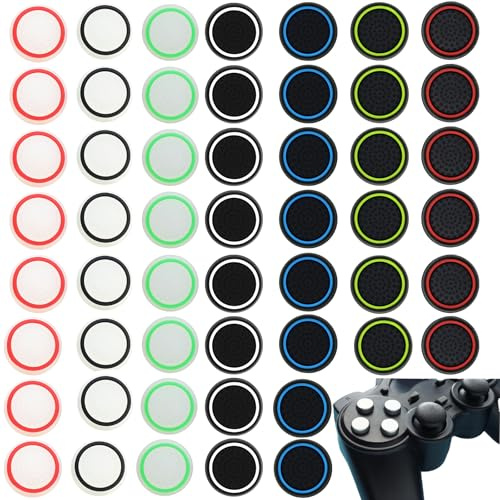 56pcs Thumb Grips, Non-Slip Analog Stick Caps, Controller Protection Replacement Covers Compatible With PS3/PS4/PS5 Controllers