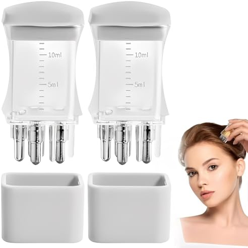 YOFDAL 2 Pcs Applicateur huile cheveux,Applicateur de minoxidil avec échelle graduée,application rapide et efficace sans désordre pour sérum capillaire petit outil applicateur de minoxidil(Rose)