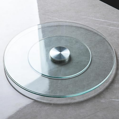 YCBTPS 80cm 90cm Drehteller Lazy Susan Drehplatte Aus Gehärtetem Glass, Großer Drehbar Servierplatte Runde Tischplatte Esstisch Drehbares Tablett Mit Base(32/80cm)