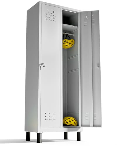 Vestiaire metallique à 2 portes, Casier Vestiaire avec serrure (Gray)