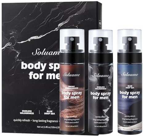 Mens Body Sprays, Deodorant for Men, Powerful Freshness Long-Lasting Fragrance, Gentle Formula Alcohol-Free, Suitable for All Skin Types 100ml*3pcs