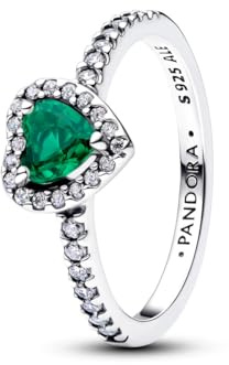 PANDORA Anello da donna in argento con cuore in rilievo verde reale 198421C07
