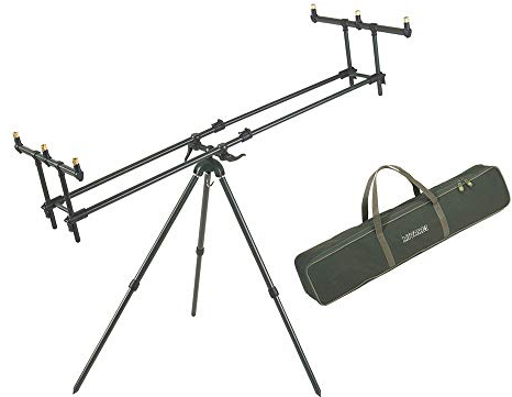 Mivardi Tripod Premium Rutenhalter für DREI Ruten inkl. Tasche und Buzzer Bars