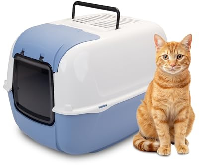 Ferplast Lettiera Gatto chiusa PRIMA Cassetta igienica gatti chiusa, trattiene gli odori ottima ventilazione, 57,5 x 51,5 x h 22 cm, Azzurro