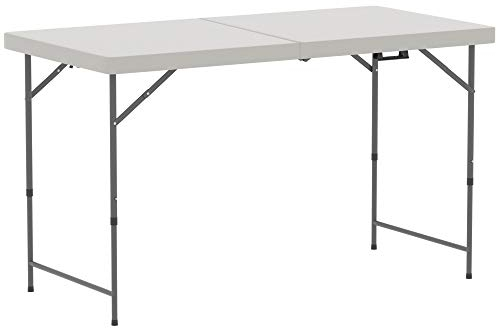 Amazon Basics Rechteckig Strapazierfähige silberne serviertisch , 4 Fuß, 122 x 61 x 72 cm, zusammengebaute Größe, Weiß