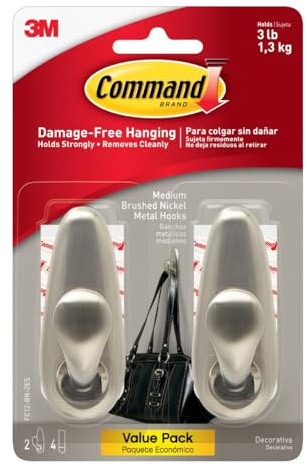Command FC12-BN-2ES Forever Classic Lot économique en nickel brossé, 2 crochets, 4 bandes