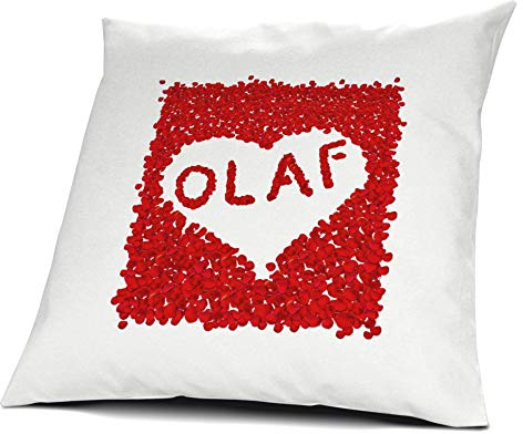 printplanet Kopfkissen Olaf, Kissen mit Füllung, Motiv Rosenblätter Herz, 40 cm, 100% Baumwolle, Liebeskissen, Namenskissen, Geschenkidee