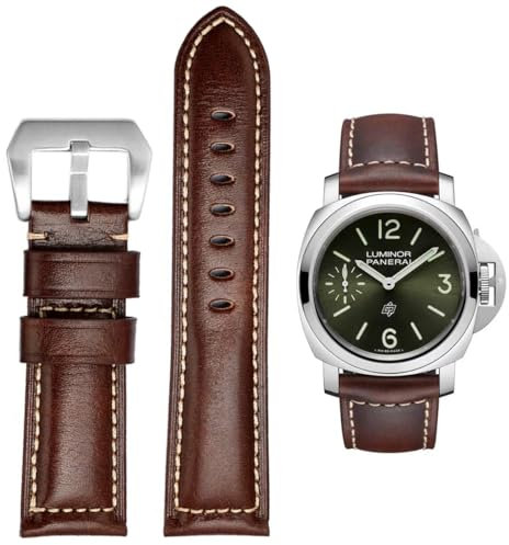 FOUUA Uhrenarmband PANERAI Armband 22mm 24mm 26mm Leder Vintage Military Uhrenarmband Uhrenarmband Relacement Band für PANERAI LUMINOR 44 Men