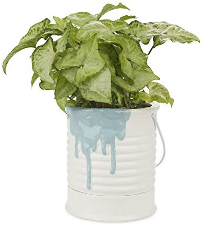 Balvi Pot de Fleur Painty Couleur Bleu et Blanc en Forme de Pot de Peinture avec poignée métallique D