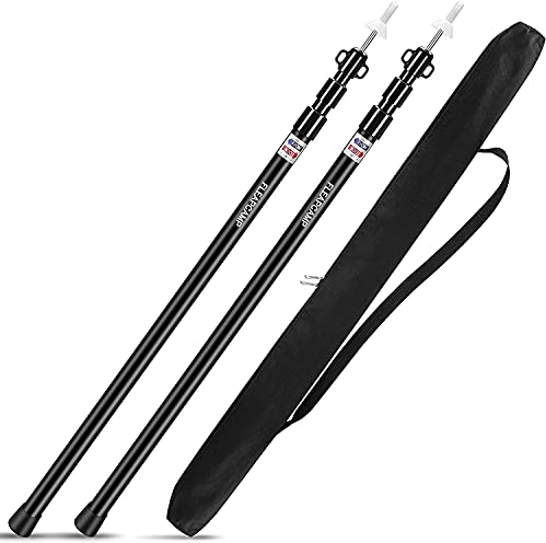 Tältstolpar campingstavar för presenning, justerbara markisstänger för tältflygning, markis, baldakin, veranda, solsegel Presenning, huvudrum, aluminium, justerbart teleskop, 90–230 cm (svart)