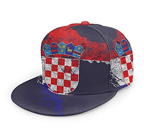Oaieltj Unisex Baseball Cap Erwachsene Teens Adjustable Snapback Flat Brim Baseball Cap Cool Hip Hop Hat, Kroatien Flagge und Karte Kroatiens Stolz, One size