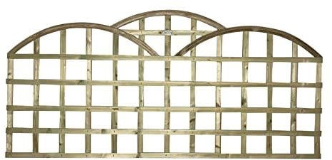 Triple Dome 6x2ft (W: 6ft x H: 2ft) Traditional Art Deco Style Cloud-Topped Pressure-Treated Trellis Panel 100-120mm Squares Fence Topper/Wall Art Width 1828mm x Height: 860mm