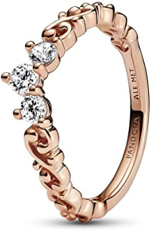 Pandora Moments Ring königliche Tiara, 14-karätig Roségold-vergoldet, mit klarem Cubic Zirkonia